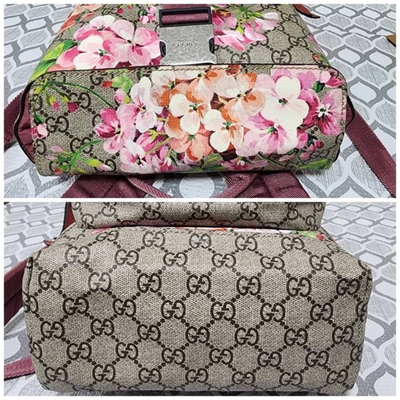 Authentic GUCCI GG Supreme Monogram Blooms Small Single Buckle Backpack Beige/Mu - Picture 13 of 14
